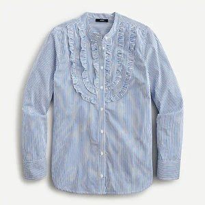 J. Crew XXS Stripe Ruffle Shirt NWT